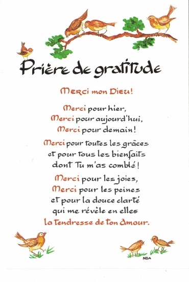 Carte Postale Avec Priere De Gratitude