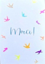 Lot de 10 cartes simples en vernis electif pour dire Merci - avec enveloppe sous cellophane - Les hirondelles
