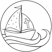 tampon encreur avec motif chrétien, bateau poussé par l'esprit saint