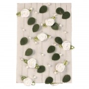 Galon de roses en tissu avec perles et feuilles pour couronne de communion