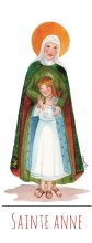Sainte Anne illustration au format signet avec vie de la sainte au verso