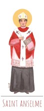 Saint Anselme illustration au format signet avec vie du saint au verso