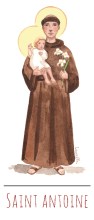 Saint Antoine illustration au format signet avec vie du saint au verso