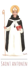 Saint Antonin illustration au format signet avec vie du saint au verso