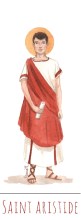 Saint Aristide illustration au format signet avec vie du saint au verso