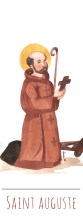 Saint Auguste illustration au format signet avec vie du saint au verso
