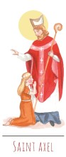 Saint Axel illustration au format signet avec vie du saint au verso