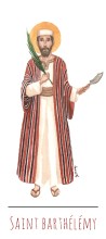 Saint Barthelemy illustration au format signet avec vie du saint au verso