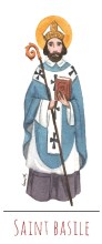 Saint Basile illustration au format signet avec vie du saint au verso