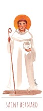 Saint Bernard illustration au format signet avec vie du saint au verso