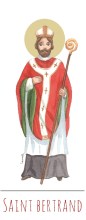 Saint Bertrand illustration au format signet avec vie du saint au verso
