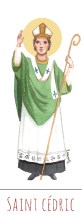 Saint Cedric illustration au format signet avec vie du saint au verso