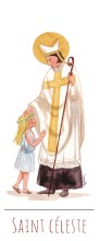 Saint Celeste illustration au format signet avec vie du saint au verso