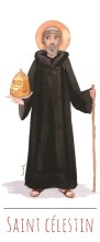 Saint Celestin illustration au format signet avec vie du saint au verso