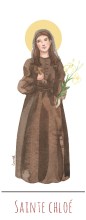 Sainte Chloe illustration au format signet avec vie de la sainte au verso