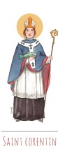 Saint Corentin illustration au format signet avec vie du saint au verso
