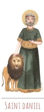 Saint Daniel illustration au format signet avec vie du saint au verso