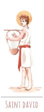 Saint David illustration au format signet avec vie du saint au verso