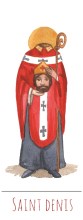 Saint Denis illustration au format signet avec vie du saint au verso