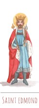 Saint Edmon illustration au format signet avec vie du saint au verso