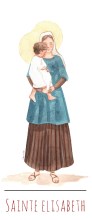 Sainte Elisabeth illustration au format signet avec vie de la sainte au verso