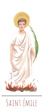 Saint Emile illustration au format signet avec vie du saint au verso
