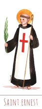 Saint Ernest illustration au format signet avec vie du saint au verso