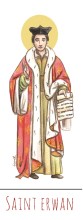 Saint Erwan illustration au format signet avec vie du saint au verso