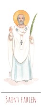 Saint Fabien illustration au format signet avec vie du saint au verso