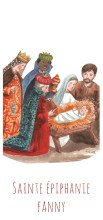 Sainte Epiphanie Fanny illustration au format signet avec vie de la sainte au verso