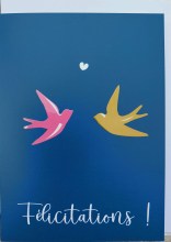 Carte de félicitations pour un mariage : couple d'hirondelles