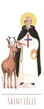 Saint Felix illustration au format signet avec vie du saint au verso