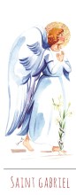 Saint Gabriel illustration au format signet avec vie du saint au verso