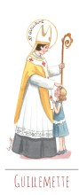 Sainte Guillemette illustration au format signet avec vie de la sainte au verso