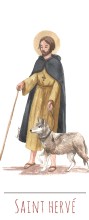 Saint Herve illustration au format signet avec vie du saint au verso