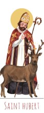 Saint Hubert illustration au format signet avec vie du saint au verso