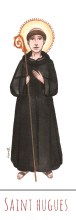 Saint Hugues illustration au format signet avec vie du saint au verso