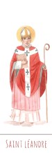 Saint Leandre illustration au format signet avec vie du saint au verso