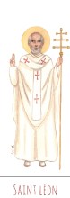 Saint Leon illustration au format signet avec vie du saint au verso