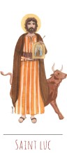 Saint Luc illustration au format signet avec vie du saint au verso