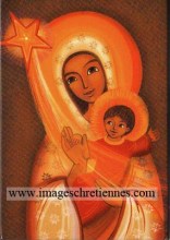magnet stylisé et orange de la Vierge à l'Enfant
