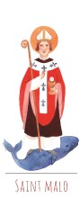 Saint Malo illustration au format signet avec vie du saint au verso