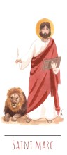 Saint Marc illustration au format signet avec vie du saint au verso