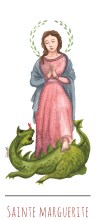 Sainte Marguerite illustration au format signet avec vie de la sainte au verso