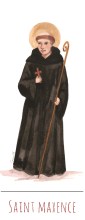 Saint Maxence illustration au format signet avec vie du saint au verso
