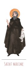 Saint Maxime illustration au format signet avec vie du saint au verso