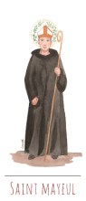 Saint Mayeul illustration au format signet avec vie du saint au verso