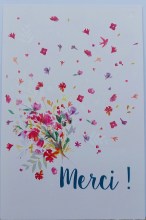 Lot de 10 cartes simples en vernis electif pour dire Merci - avec enveloppe sous cellophane - Bouquet de fleurs
