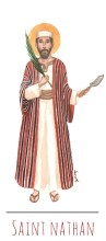 Saint Nathan illustration au format signet avec vie du saint au verso