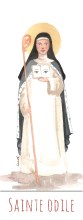 Sainte Odile illustration au format signet avec vie de la sainte au verso